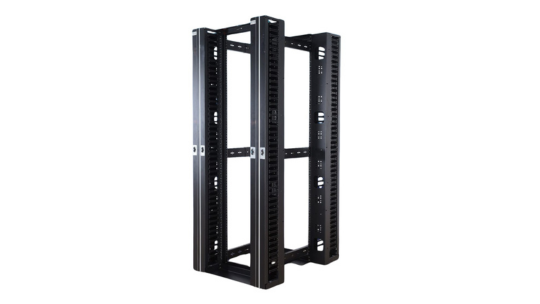 4 post rack designed for storage and organization, featuring sturdy metal frame for holding heavy equipment