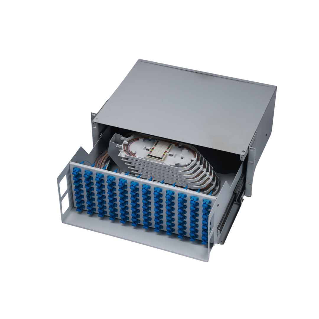 96 port rack mount sliding optical distribution frame loaded with sc simplex adapters