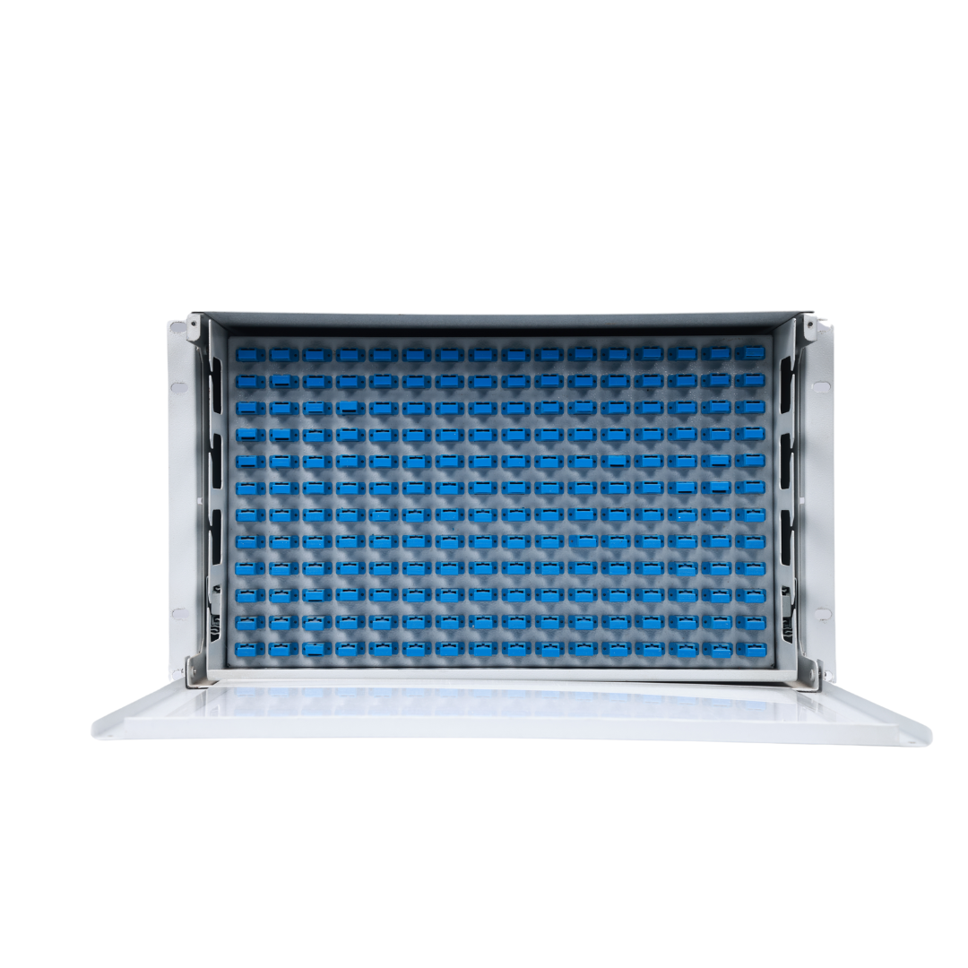 192 port sliding rack mount optical distribution frame loaded with single mode SC simplex adapters
