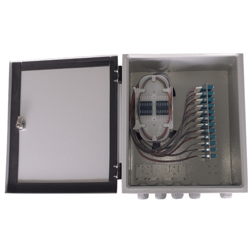 96 port wall mount fiber optic patch panel loaded with lc adapters and pigtails